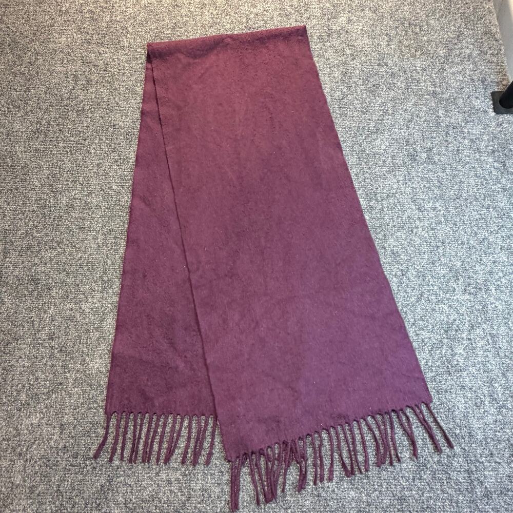 Royal Highland 100% Cashmere Scarf Plum Purple Fringe Made In Scotland Warm